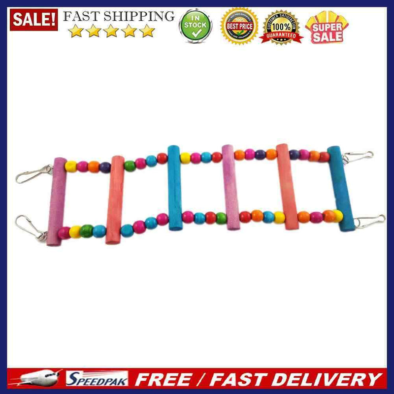 Pet Bird Wood Ladder Climb Parrot Macaw Cage Swing Shelf (40cm)