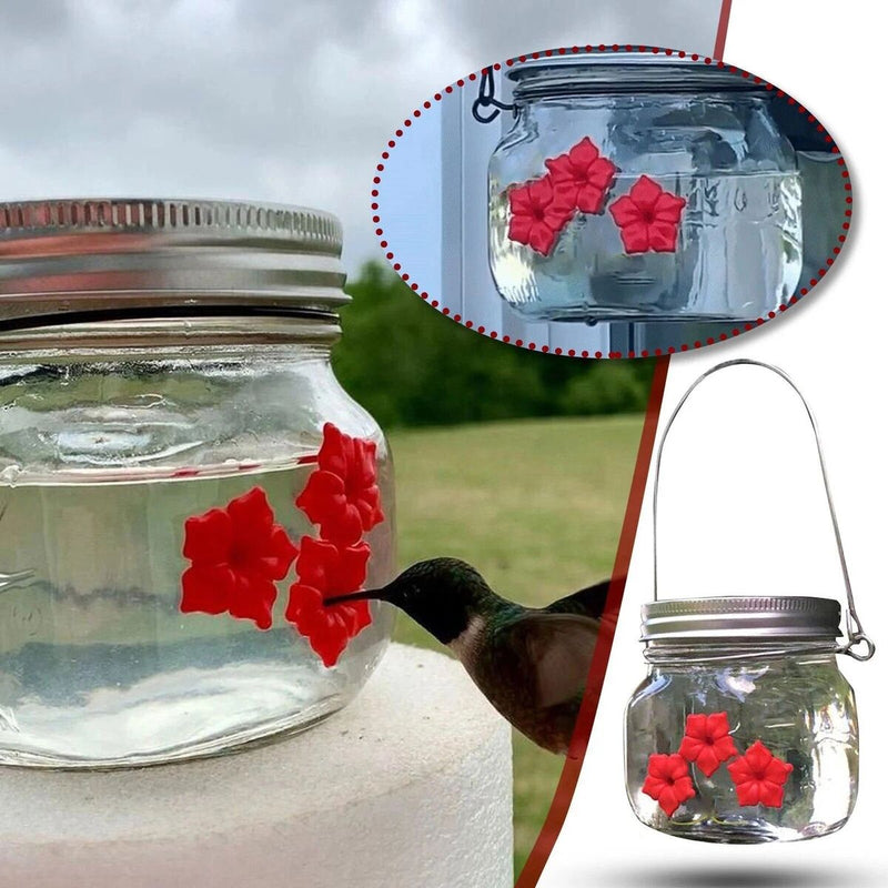 Bird Feeder Hanging Mason Jar Hummingbird Feeder for Patio Garden (Clear)