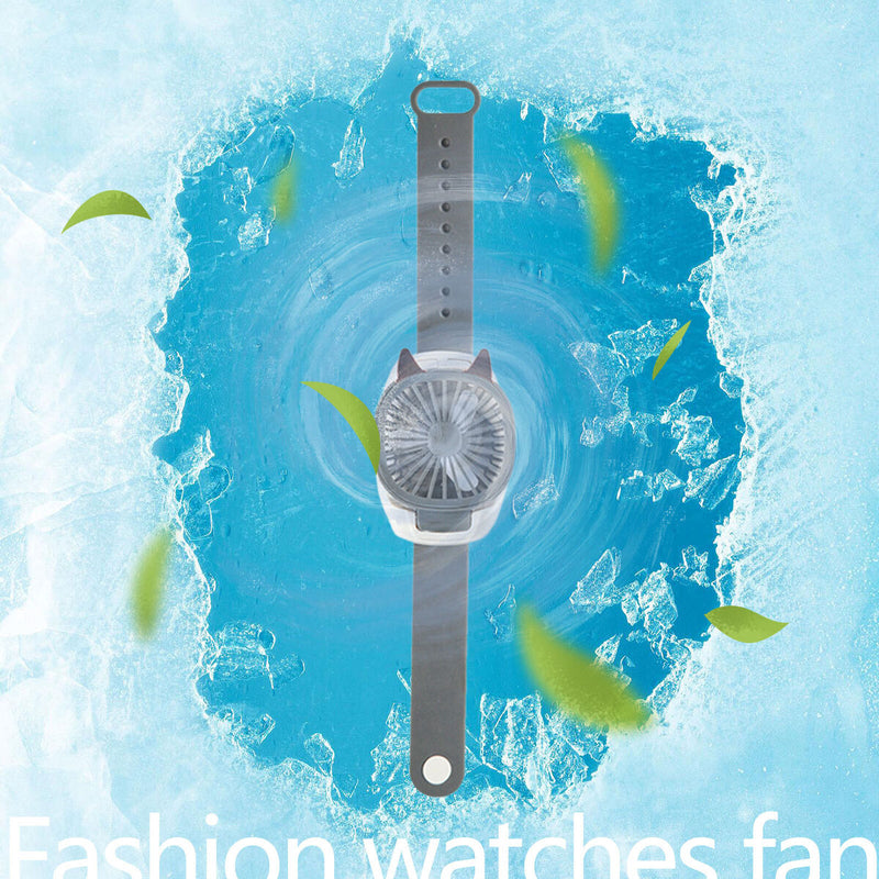Fan Watches, Mini Silent Electric Personal Watch Cooling Wrist Fan (Grey)