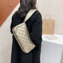 Women Nylon Shoulder Bag Design Space Padded Messenger Bag Solid Color Handbag