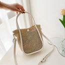 Women Hollow Straw Handbag Handmade Woven Beach Holiday Leather Shoulder Bags