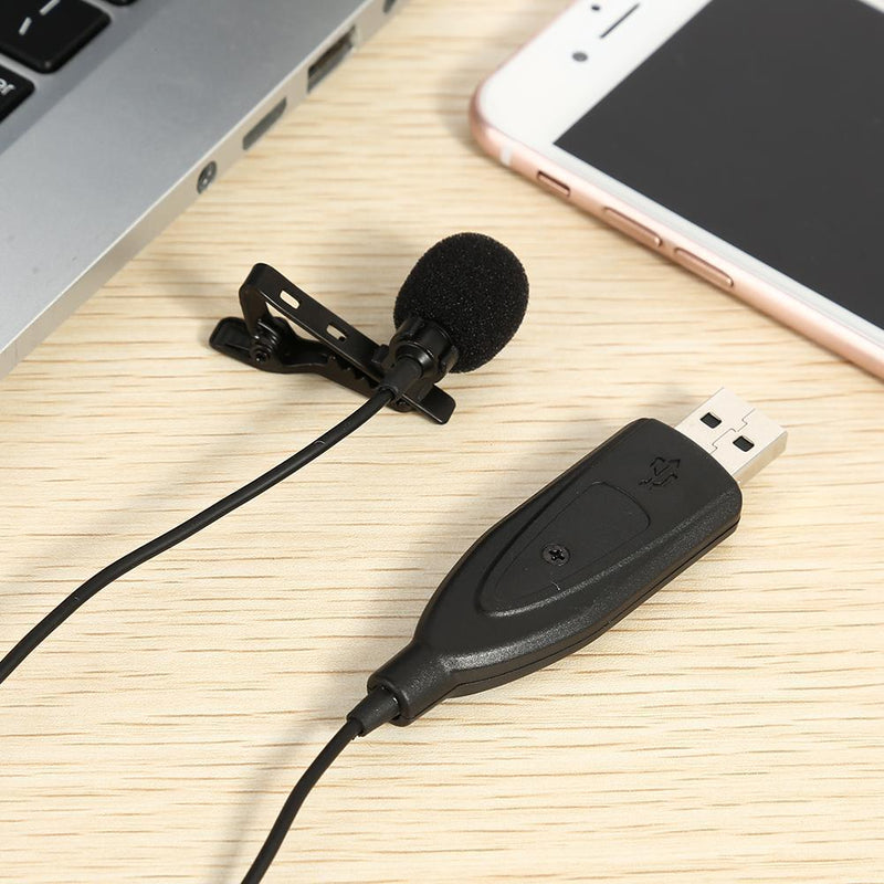 1.5m Length USB External Clip On Clamp Condenser Microphone Mic for PC Computer
