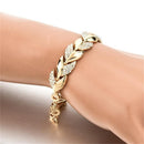 Gift Braided Leaf Bracelets Crystal Bangle Shiny Bridal Wedding Jewelry