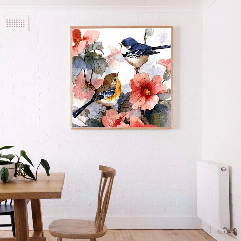 Flowers Birds DIY Full Drill Round Diamond Painting Mosaic Kit Home Decor