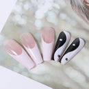 False Nail Tips with Taichi Design White and Black Mixed Colors Long Coffin