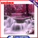 5D Diamond Painting Kit Red Forest Waterfall Full Round Drill Rhinestone DIY Art