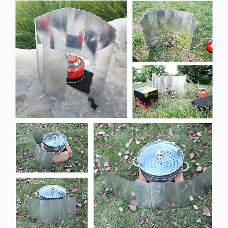 Camping Aluminium Alloy Foldable Stove Windshield with Pin (16pcs Plates) Newly