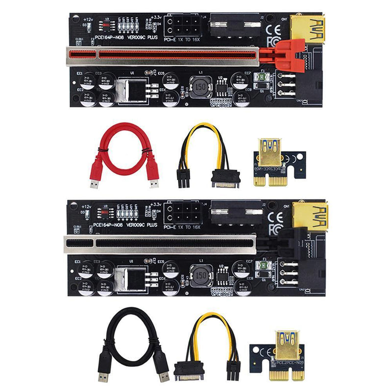 VER009C-PLUS PCIe Riser with LED USB 3.0 PCI-E 1X to 16X Extender (Red)
