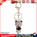 Lucky Smile Cat Crystal Rhinestone Purse Bag Car Keychains (Black) Newly