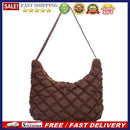 Women Solid Color Zipper Shoulder Bag Grid Pattern Mini Shopping Underarm Bag