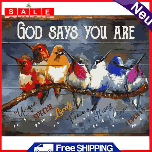 Words Bird Oil Paint By Numbers DIY Drawing Picture Kit for Adults Home Decor