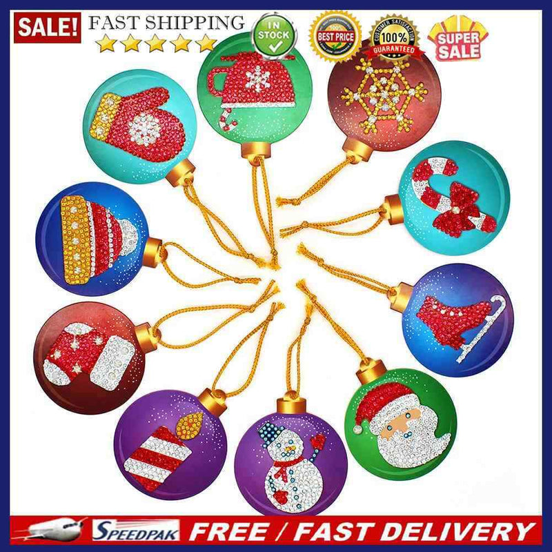 10pcs DIY Diamond Painting Special Shape Christmas Tree Pendants Decoration