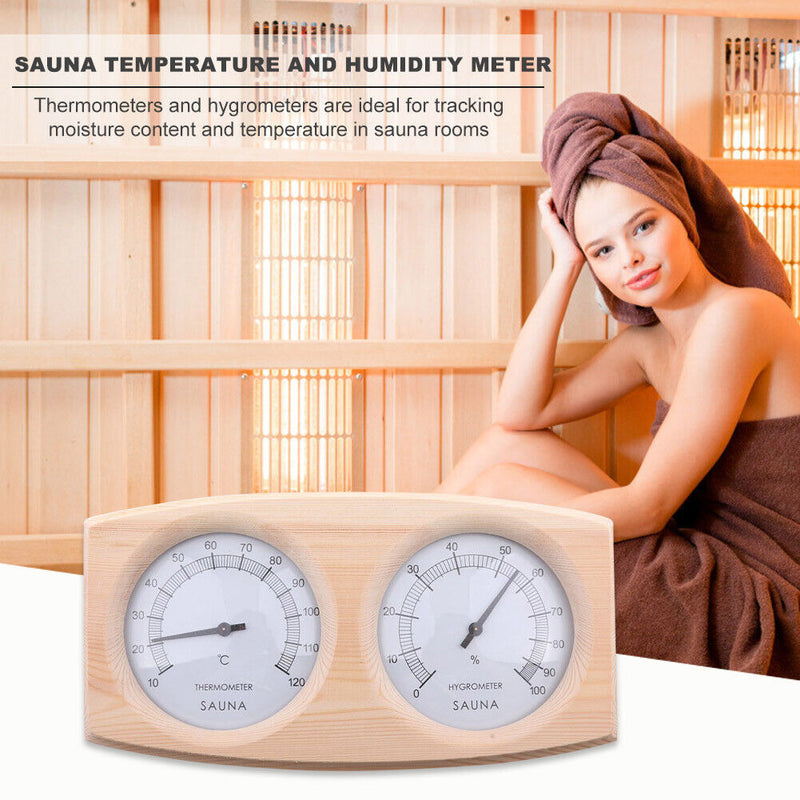 Wooden Sauna Room Humidity Meter Gauge Bathroom Temperature Hygrometer