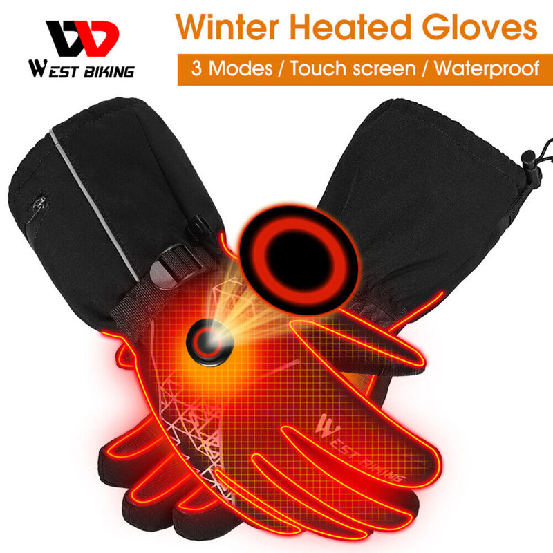 WEST BIKING Electric Heated Gloves USB Rechargeable Anti-Cold Gloves (L) Newly