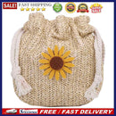 Sunflower Drawstring Bag Women Straw Woven Beach Crossbody Shoulder Handbags