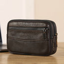 Fashion Men Solid Color Belt Wallet Casual Male Mini Cowhide Leather Fanny Pa
