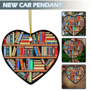 Book Lovers Heart-Shaped Bookshelf Pendant Ornament Christmas Tree Decor x 1Pc#