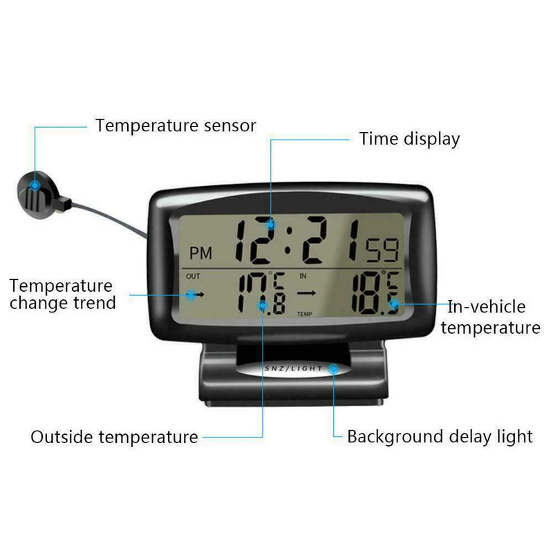 Digital Car OUT/IN Dual Thermometer Temperature Sensors Alarm Clock-NICE U1D0