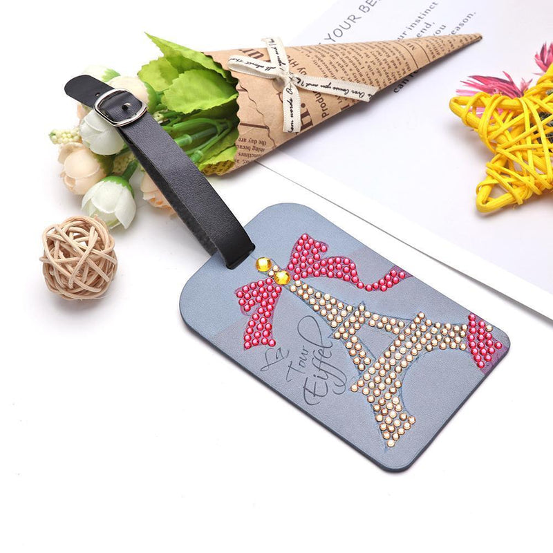 DIY Diamond Painting Special Shape Tower Ribbon Type Label Luggage Boarding Pass