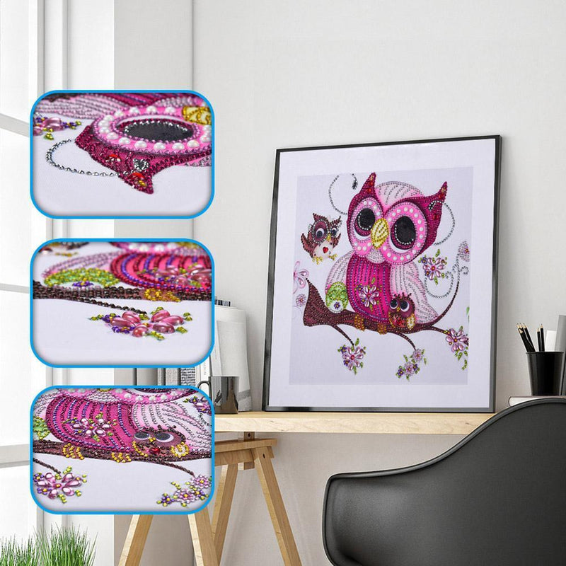 5D DIY Special Shaped Diamond Painting Pink Bird Cross Stitch Embroidery
