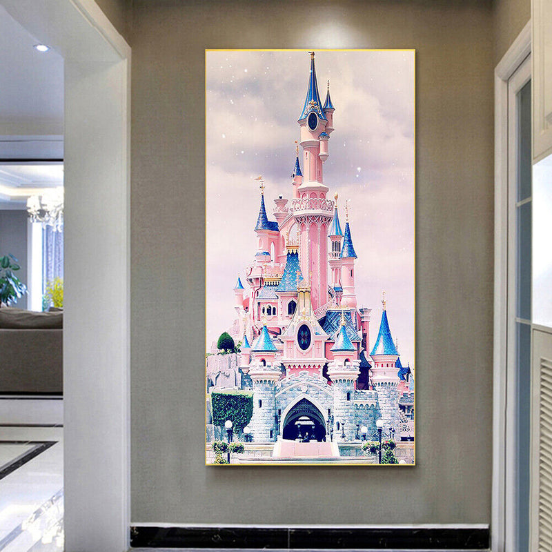 Rainbow Castle Oil Paint By Numbers Kit Canvas DIY Picture Hand Painted Wall Art