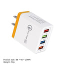 4 USB Travel Wall Charger 3A Fast Charging Charger US Plug Adapter (Orange)