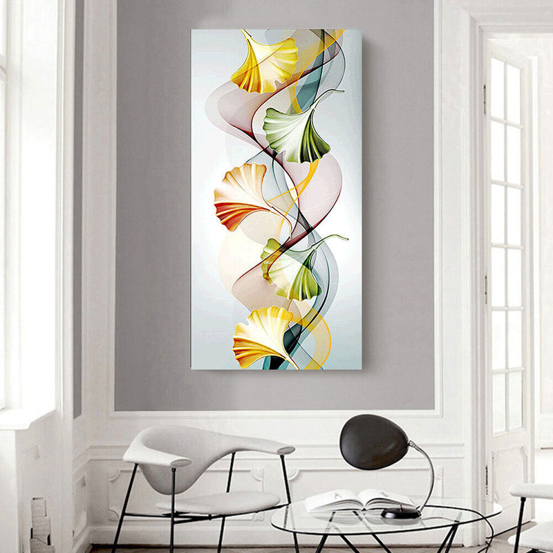 Ginkgo Leaf Abstract Oil Paint By Numbers Kits Canvas Picture Wall Art DIY Cr