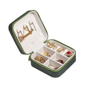 Portable Jewelry Storage Box Earrings Necklace Display Case (Army Green)