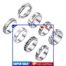 Stainless Steel Anti Anxiety Rings 8pcs Stress Relief Band Ring (8)