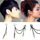 Party Gothic Long Tassel Ear Hook Drop Ear Clip Ear Stud Rivet Punk Earrings