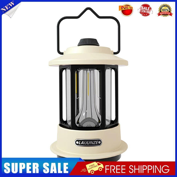Retro Outdoor Camping Lamp Type-C USB Rechargeable Portable Lantern (White)