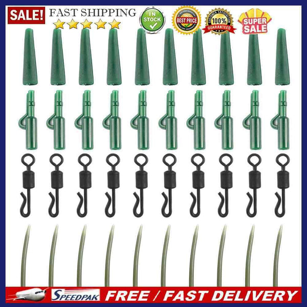 40pcs Lead Clips Quick Change Swivels Tail Rubber Tubes Anti Knot Sleeves K