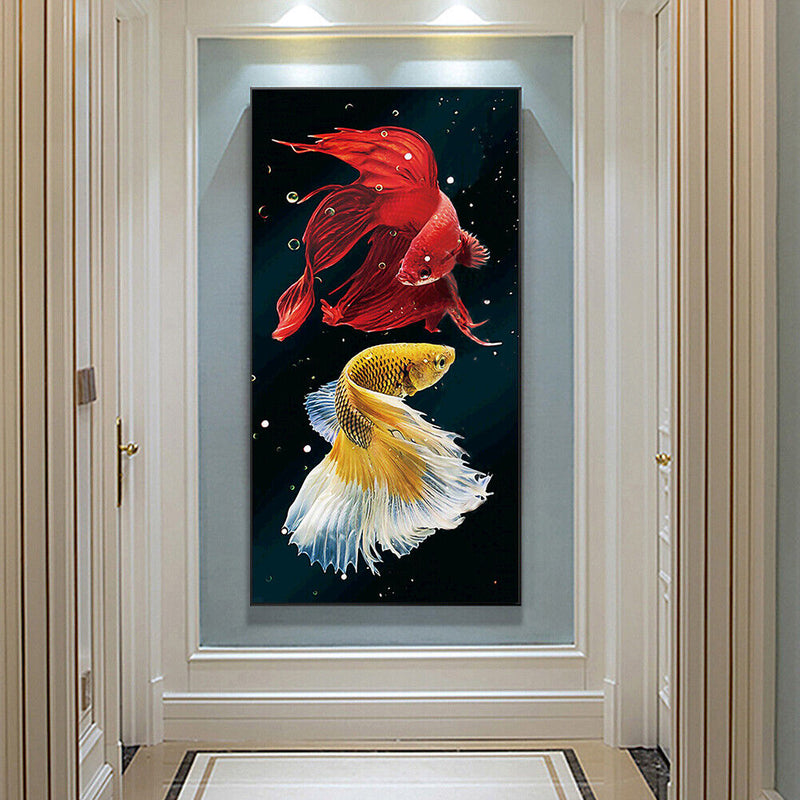 Two Fish Oil Paint By Numbers DIY Canvas Wall Art Picture Craft Home Decoration