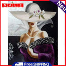 5D DIY Diamond Painting Lady Hat Full Round Rhinestones Mosaic Decor