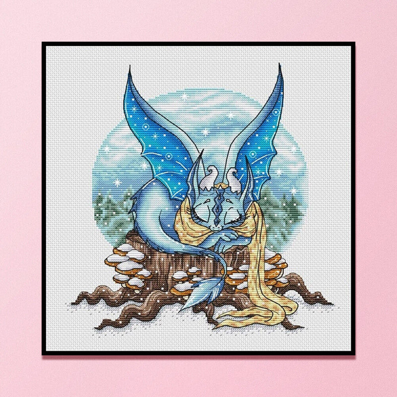 14CT Counted Full Cross Stitch DIY Cartoon Dragon Hand Paint Room Decor 40x40cm