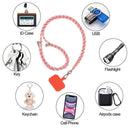 Universal Mobile Phone Lanyard Cellphone Rope (Pink Black + Orange Card) Newly