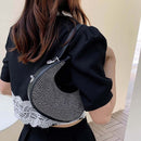 Fashion Diamond Rhinestones Handbag Women Portable Crescent Underarm Clutch Bag