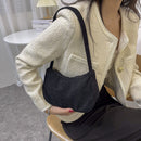 Fashion Women Corduroy Shoulder Underarm Bag Solid Color Handbags (Black)