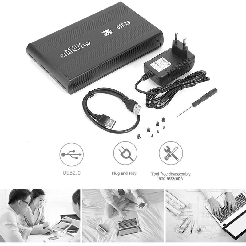 3.5 inch Hard Disk Drive Case SATA to USB2.0 Adapter External HDD Enclosure