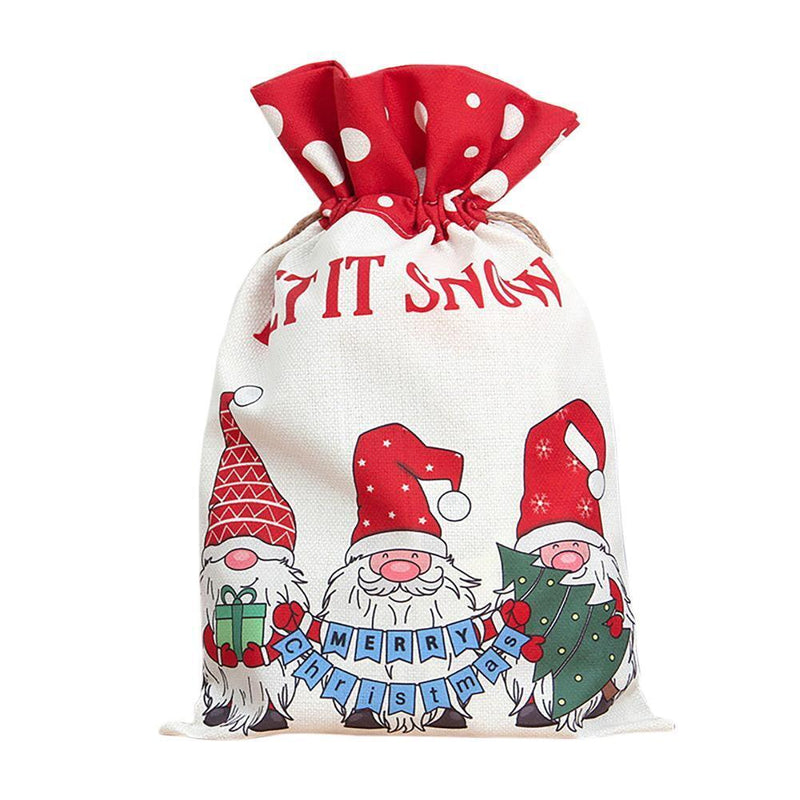 Christmas Drawstring Gift Bags Cartoon Goodie Sack Kids Gift Giving Pouch (