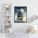 Oil Paint By Numbers Boat Frameless Picture Craft Kit for Home Living Room