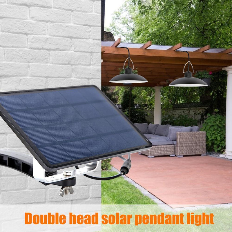 Double Head Solar LED Pendant Light Outdoor IP65 Garden Lamp (Warm Light)