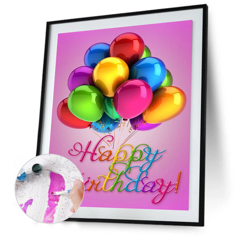 40x50cm Oil Paint By Numbers Birthday Balloon Frameless Picture DIY Painting