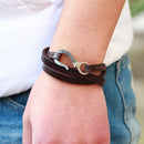 Men Women Wrap Braided Wristband Cuff Punk Leather Bracelet Bangle (Brown) Newly