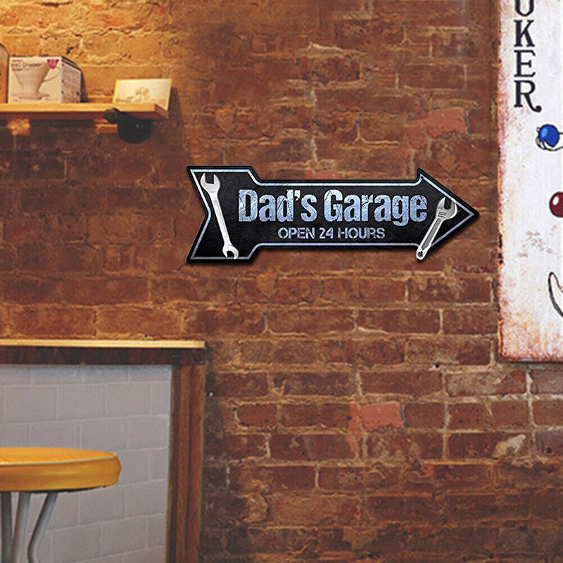 Arrow Shape Dad s Garage Retro Metal Plate Tin Sign for Bar Pub Club Cafe