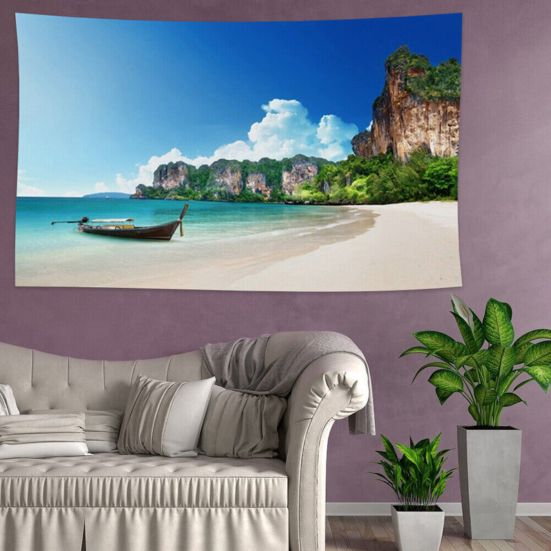Fashionable Island Boat Wall Mounted Tapestry Home Bedroom Dorm Rug Decoration