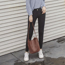 Ladies Leather Handbag Women Pure Color Totes Fashion Bucket Travel Shoulder Bag