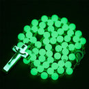Glow in Dark Rosary Bead Luminous Necklace Jewelry Gift W7E4