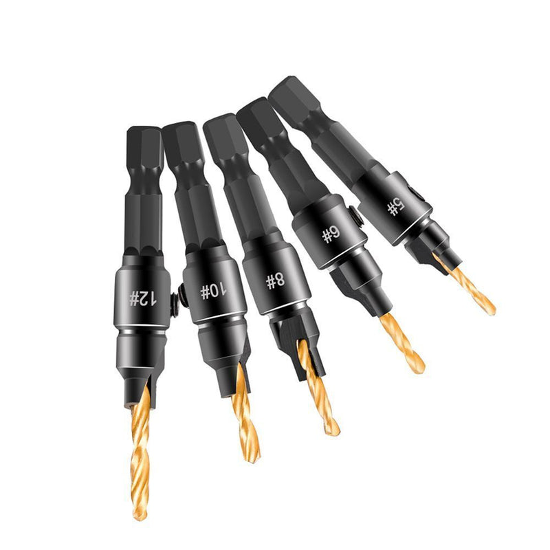 Woodworking Hex Shank Drill Bit Countersunk Bits Titanium Plated Chamfering