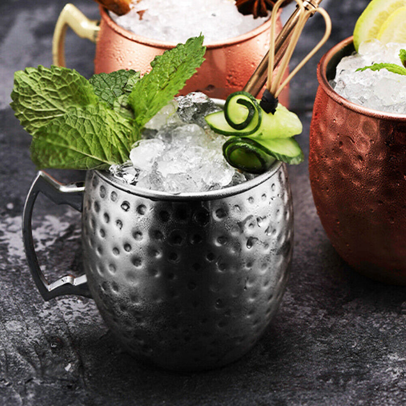 Stainless Steel Moscow Mule Mug Beer Wine Glass Home Bar Drinking Cup (D) Newly